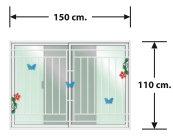 หน้าต่างบานเลื่อนสลับ + ชุดมุ้ง + เหล็กดัดผีเสื้อสีทอง ยี่ห้อ OK (150 cm. x 110 cm.) โปรโมชั่น 1-31/03/66 เท่านั้น ! LP-OK-W07-OW สีขาว
