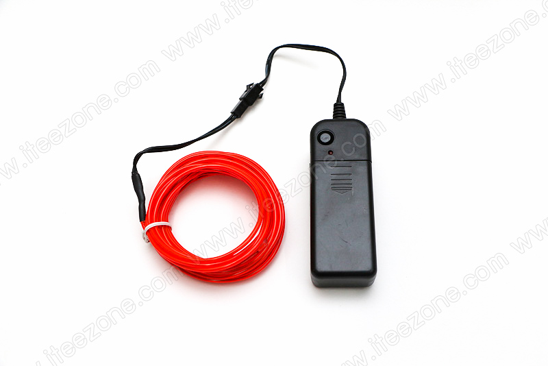 EL Wire 5 เมตร + รางถ่าน AA 2 ก้อน / สีแดง