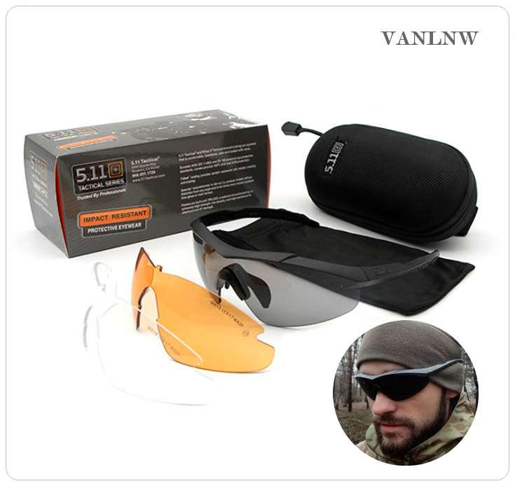 แว่นตาทหาร 5.11 AILERON SHIELD EYEWEAR x 3 LENSES <ดำ>