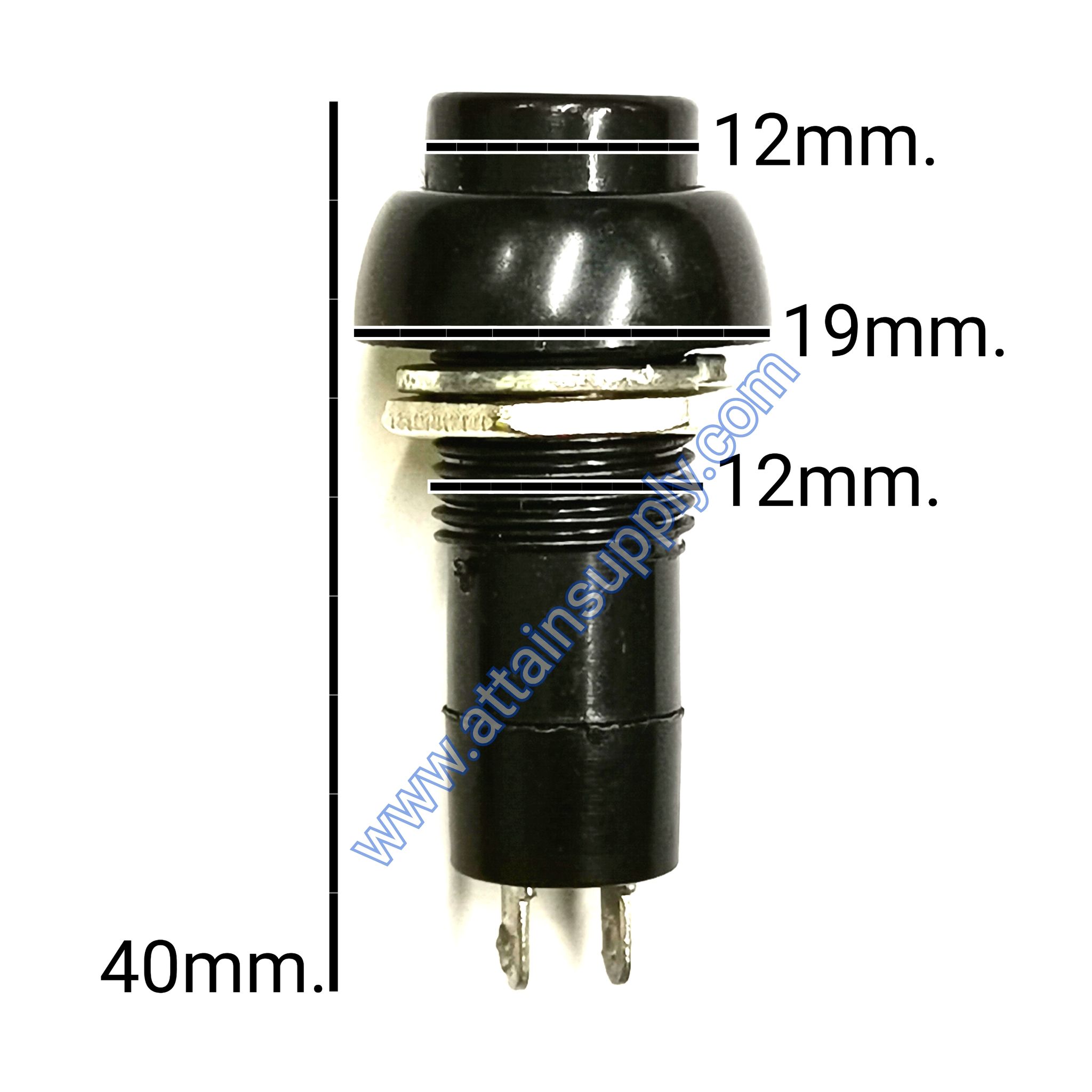 สวิทช์ กดติด-ปล่อยดับ/กลมแกนยาว-สีดำ