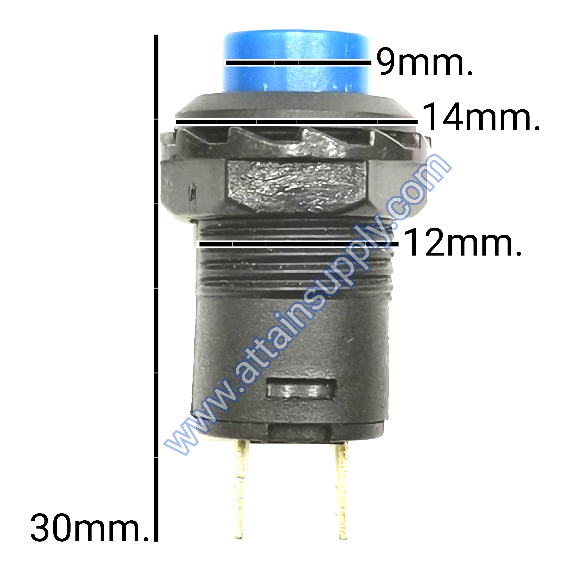 สวิทช์ กดติด-ปล่อยดับ/กลมแหวนพลาสติก-สีน้ำเงิน