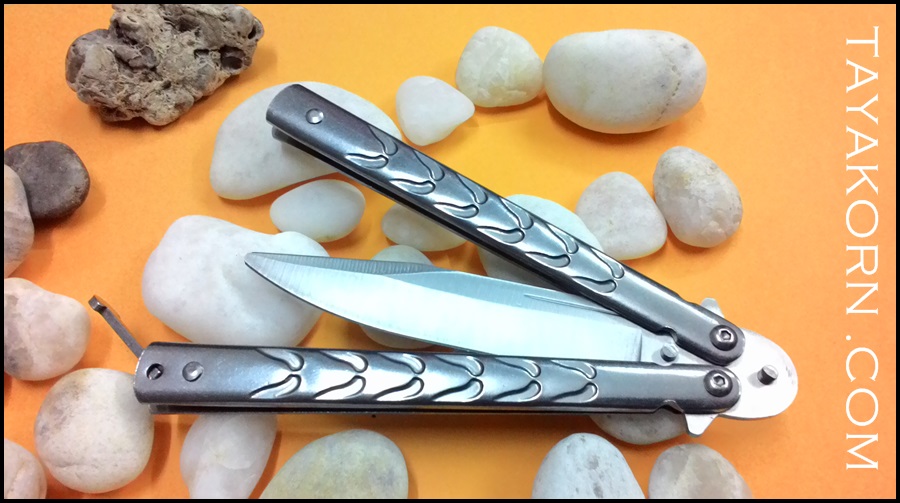 มีดซ้อมควง บาลิซองไวท์ดราก้อน White Dragon Skin Balisong TRAINER TKBS-WDTR1