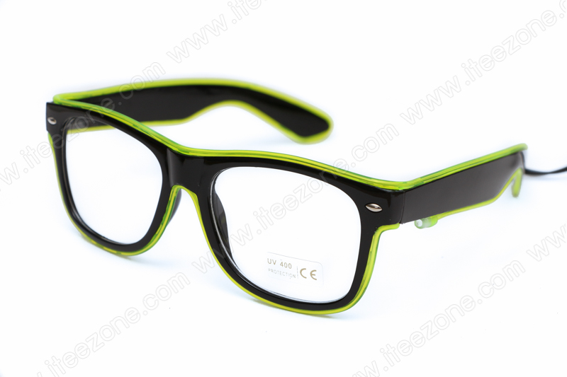 แว่นไฟนีออน + รางถ่าน AA 2 ก้อน / สีเขียวมะนาว