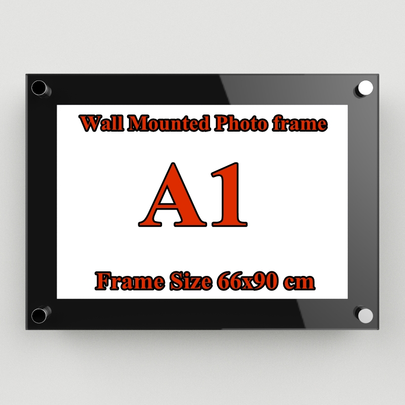 A1 กรอบรูปอะครีลิค ติดผนังได้ทั้งแนวตั้งและแนวนอน ขนาดกรอบ 90x66cm. ขนาดภาพ 84x60cm. หนา 8mm(5+3) สีใส ชุด