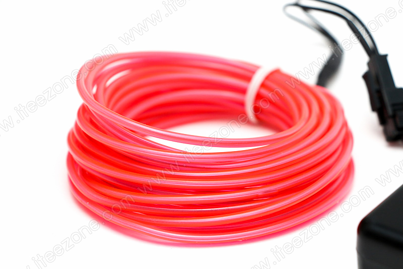 EL Wire 5 เมตร + รางถ่าน AA 2 ก้อน / สีชมพู