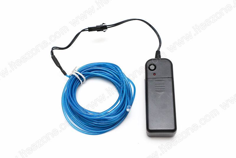 EL Wire 5 เมตร + รางถ่าน AA 2 ก้อน / สีน้ำเงิน