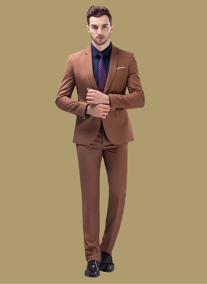 สูท.ชุดสูทเจ้าบ่าว,สูทผู้ชาย สีน้ำตาล เซ็ต3ชิ้น พร้อมส่ง S,M,L,XL,4XL