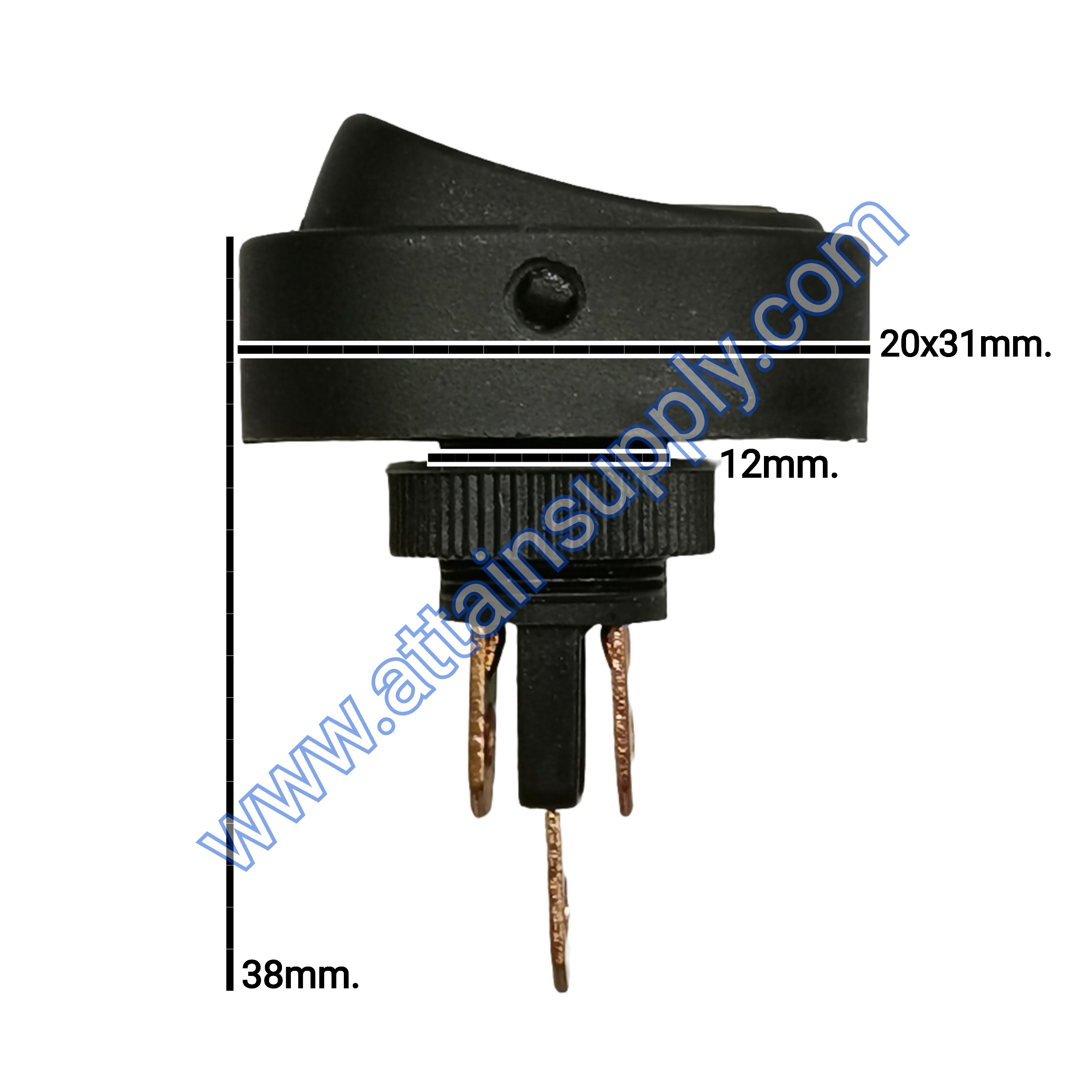 สวิทช์รถยนต์วงรี 12V./3ขา มีไฟ-สีเหลือง