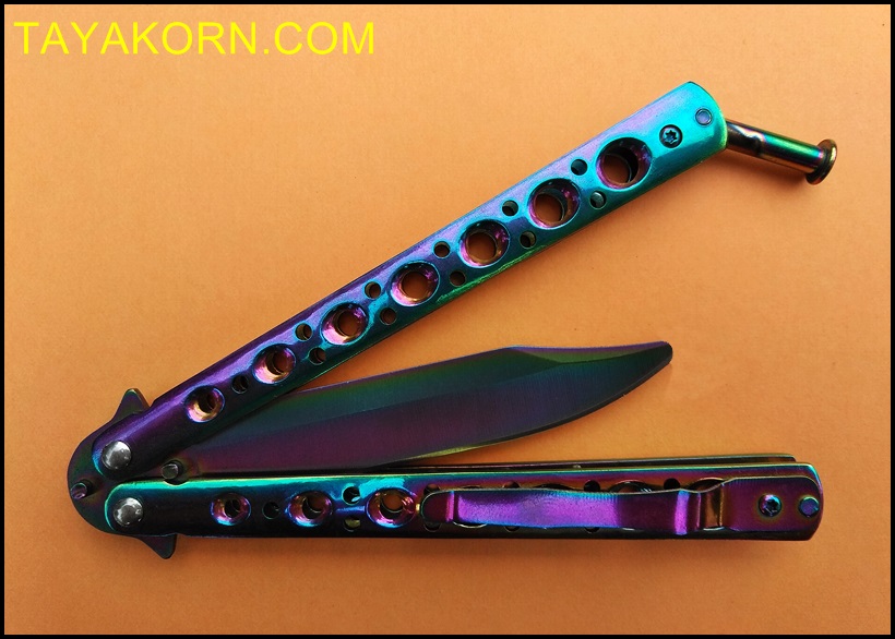 มีดซ้อมควง บาลิซองเรนโบว์ไฟร์ Balisong Rainbow5 Trainer Knife TKBS-BT3TR