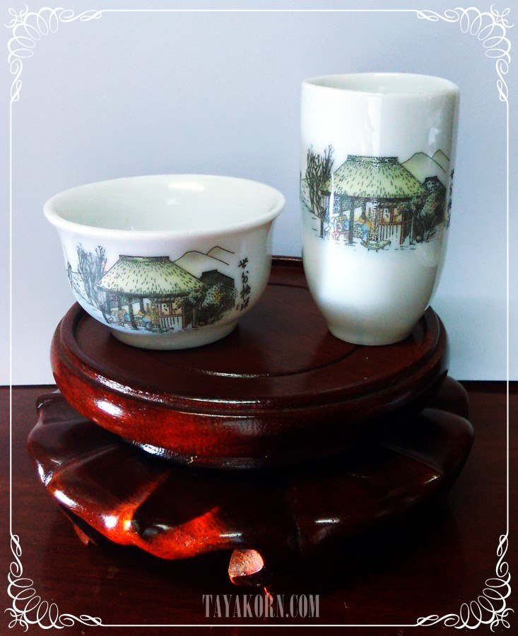 ชุดถ้วยชาแบบดมดื่ม ลายศาลาชา Tea hut Tea cup