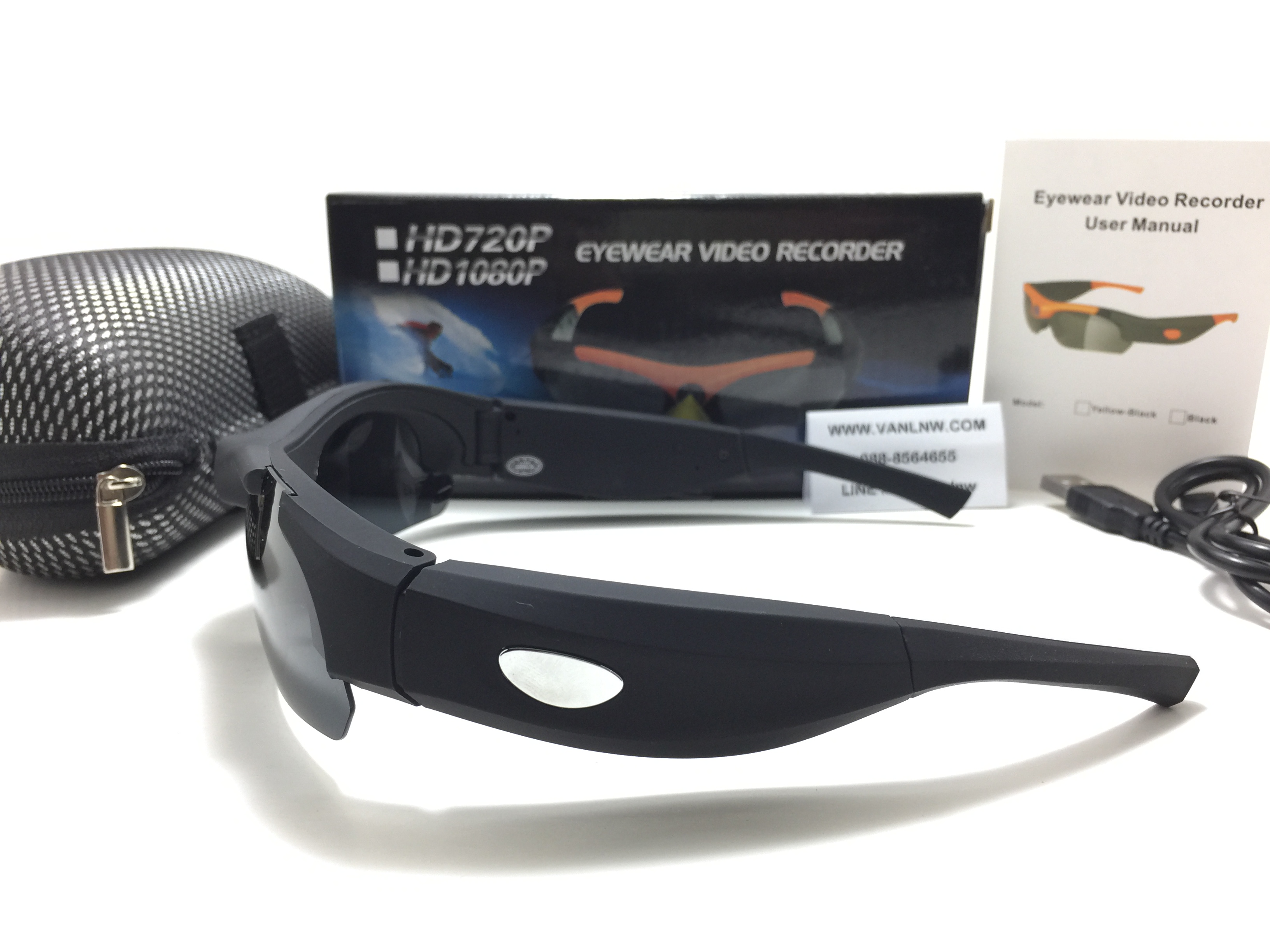 กล้องแว่นตากันแดดทรงสปอร์ต Eyewear Video Recorder Full HD 1080P <ดำ> ของแท้ 100%