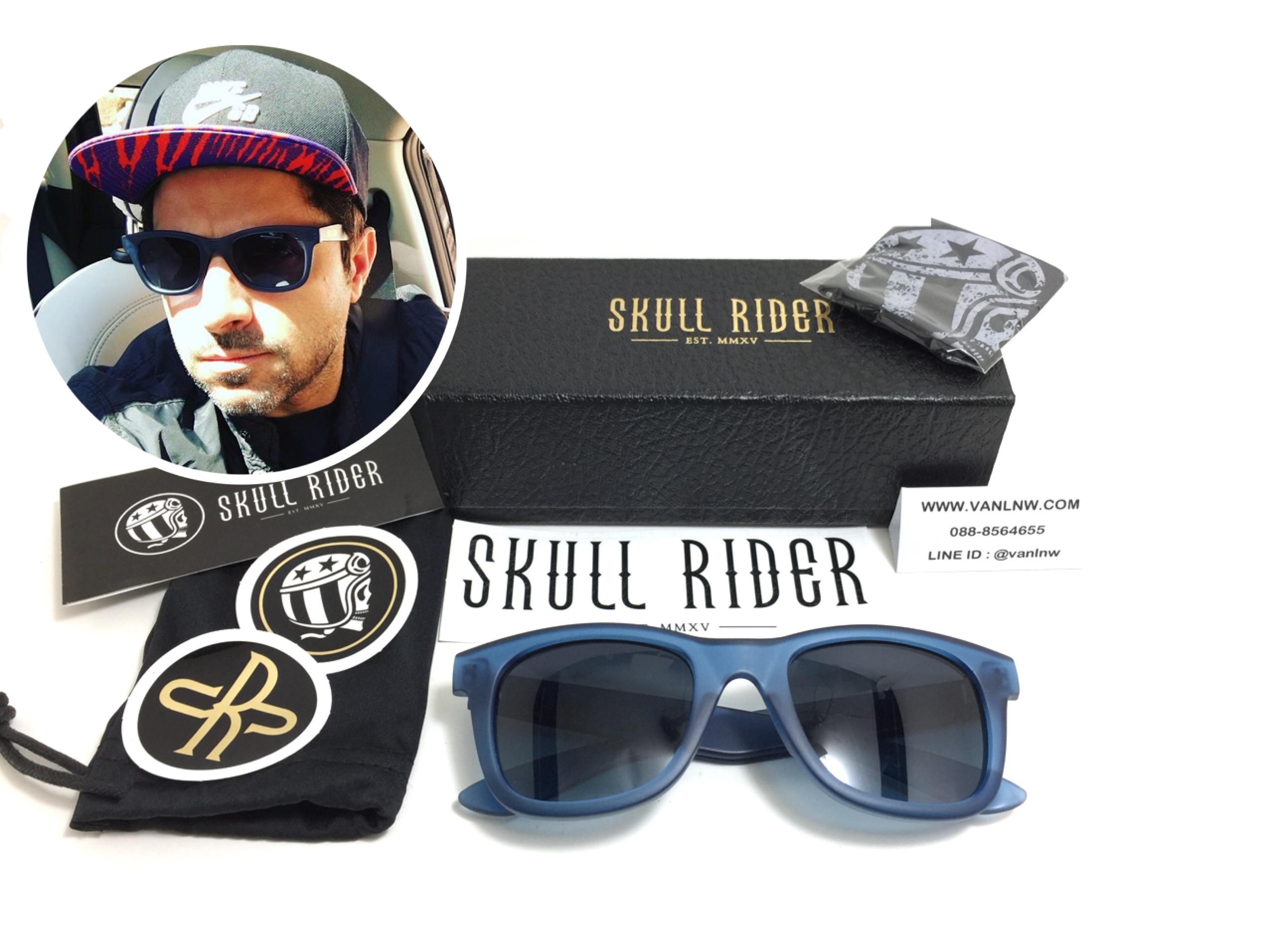แว่นกันแดด SKULL RIDER รุ่น Matte Blue - Blue Shadow <Skull-05>