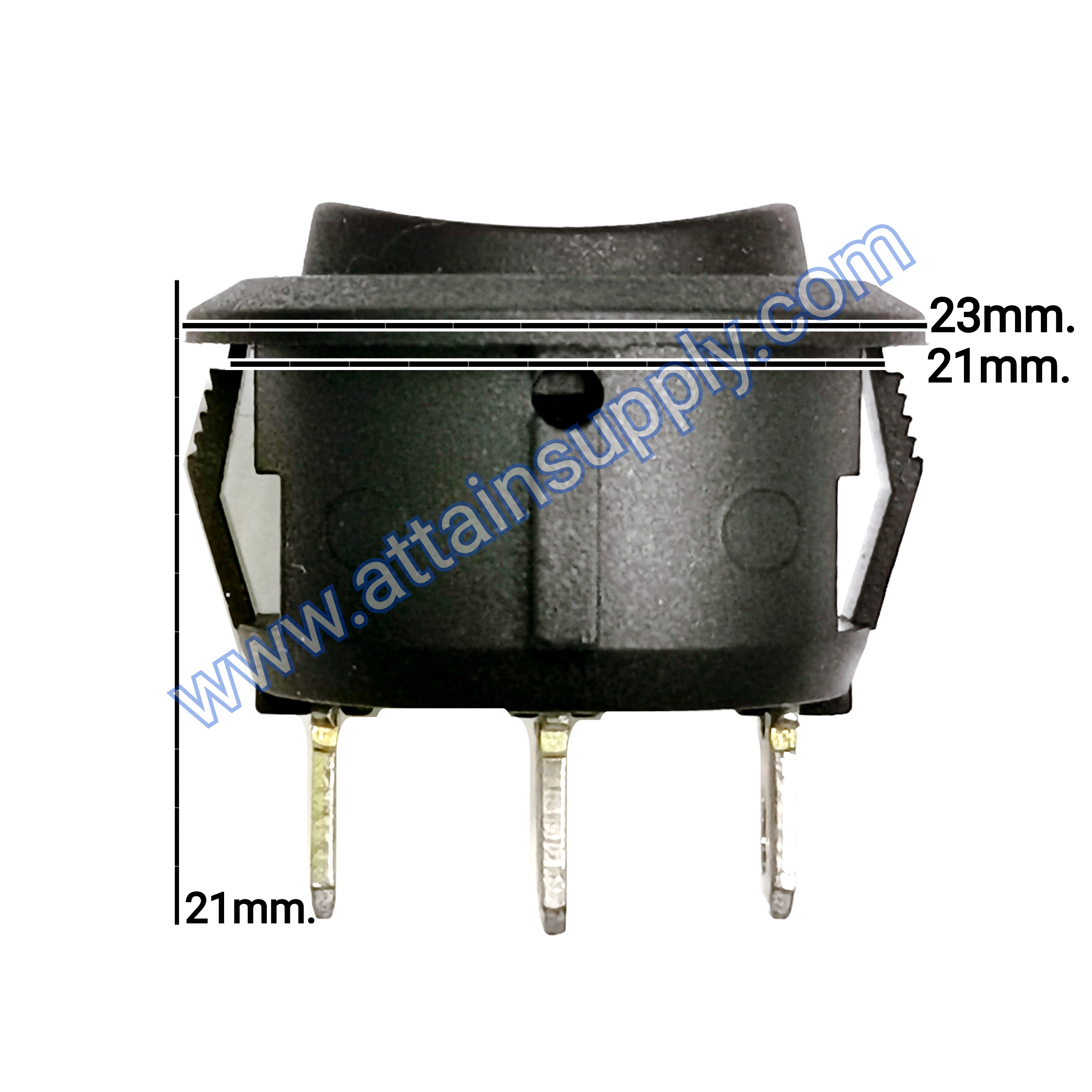 สวิทช์ IOII กลม 3ขา ฐานกลม/ไม่มีไฟ-สีดำ