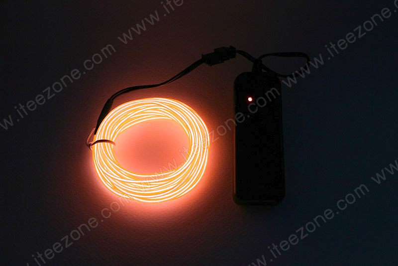 EL Wire 5 เมตร + รางถ่าน AA 2 ก้อน / สีส้ม