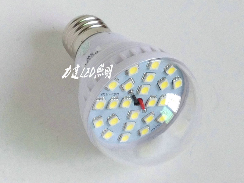 หลอดไฟ LED 5W 12-24V ขั้ว E27 สีขาว ( OEM )