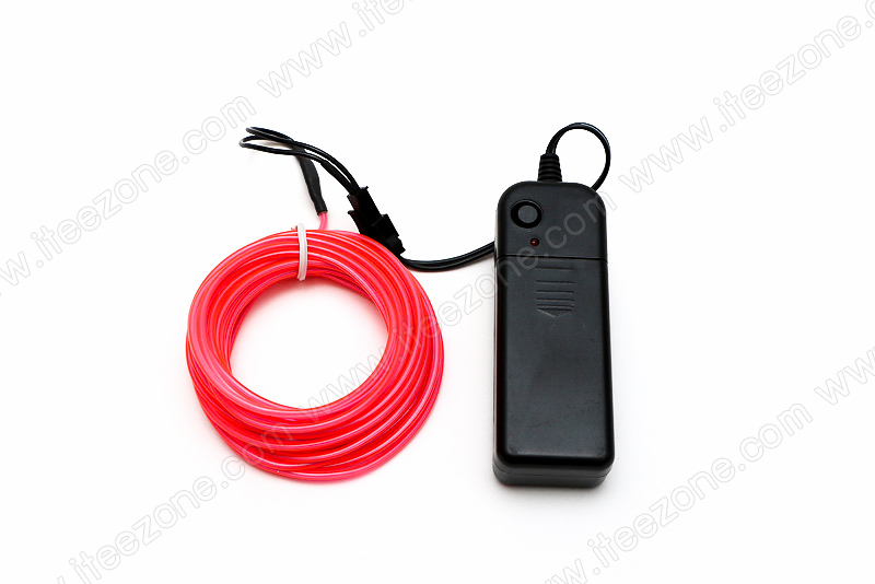 EL Wire 5 เมตร + รางถ่าน AA 2 ก้อน / สีชมพู