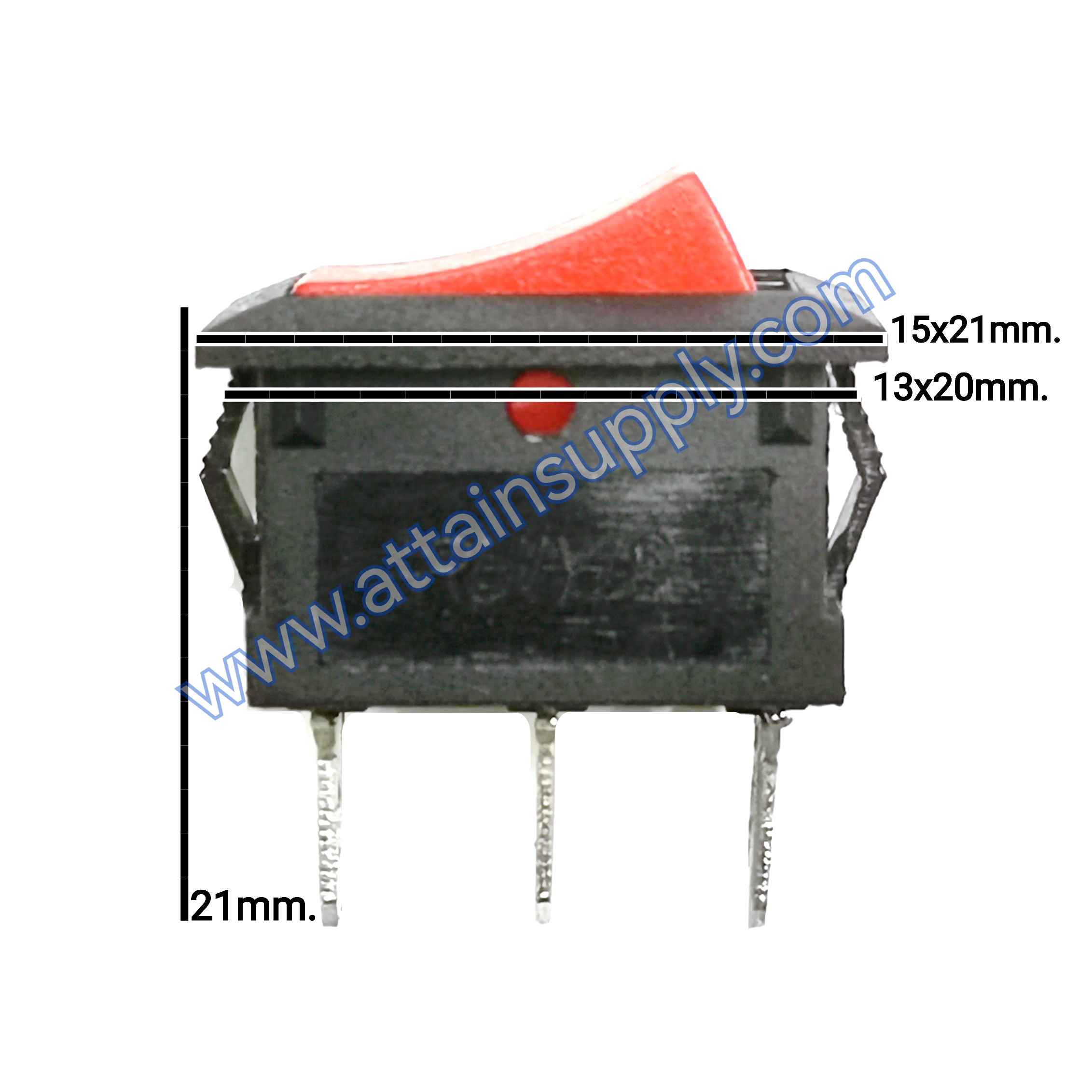 สวิทช์ IOเหลี่ยมเล็ก 3ขา/ไม่มีไฟ-สีแดง