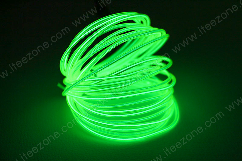 EL Wire 5 เมตร + รางถ่าน AA 2 ก้อน / สีเขียวมะนาว