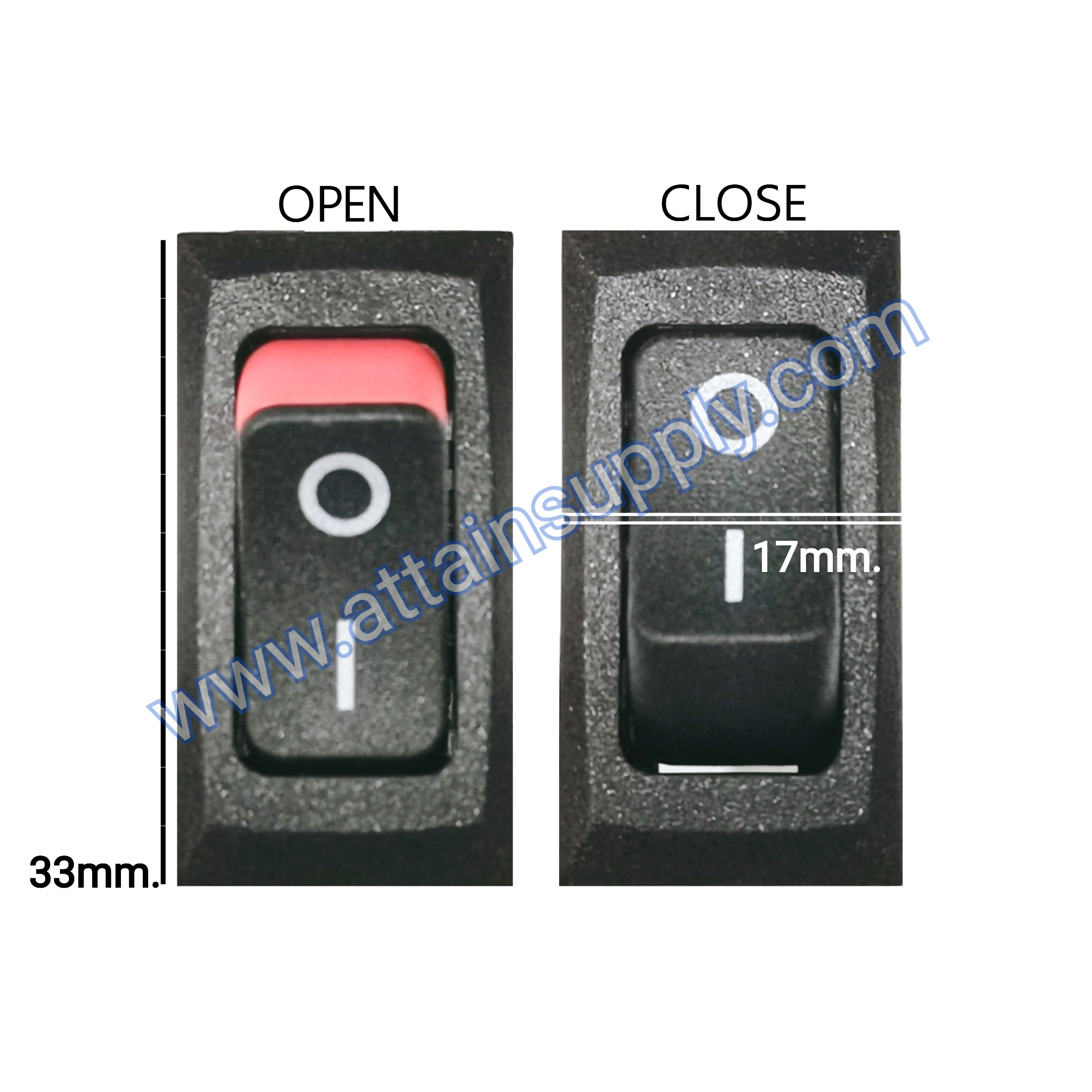 สวิทช์ IO เหลี่ยมบางBLACK&PINK 2ขา/ไม่มีไฟ-สีดำชมพู