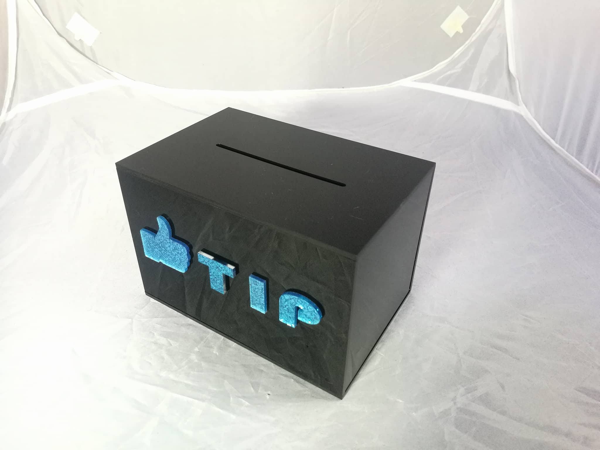 TIP BOX 3 มิติ รูป Line tip box s 15x10x10 ดำ Black 3มิคิ ชิ้น