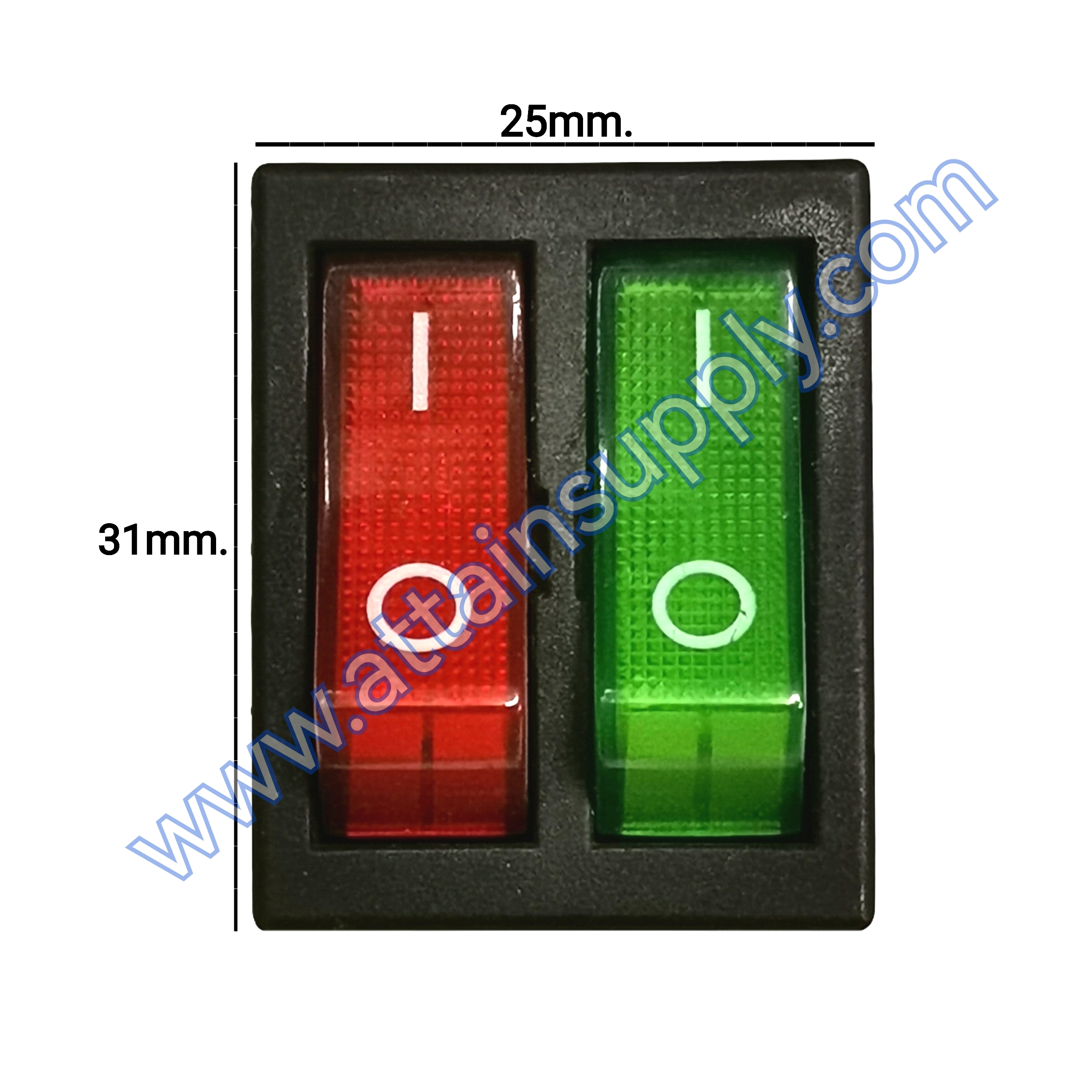 สวิทช์ IOแบบคู่-เหลี่ยมใหญ่ 24V./6ขา มีไฟ-สีแดง+เขียว