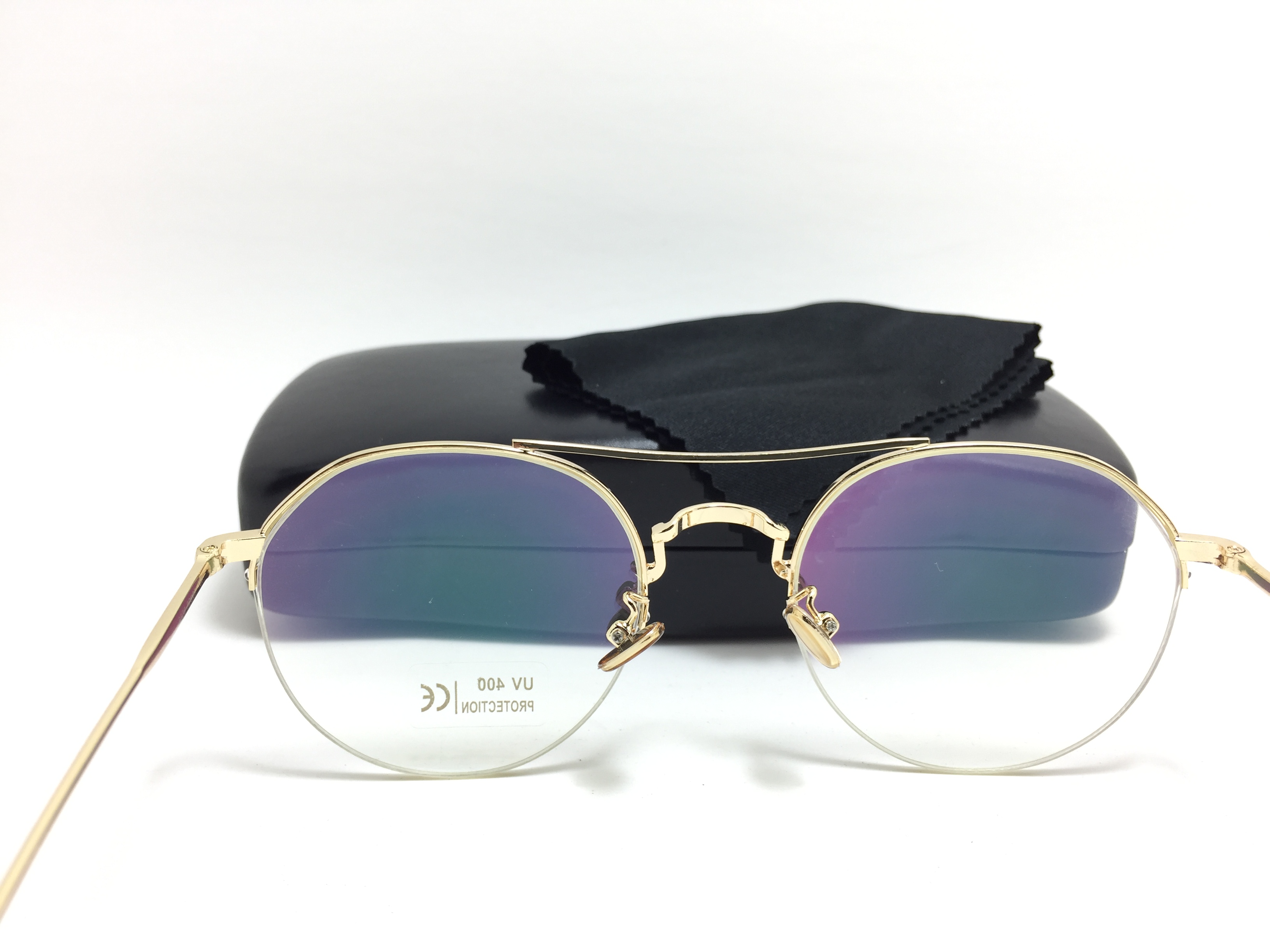 แว่นกันแดดแฟชั่น Gold Box Flat Light Microscopy 3326 52-23 150 <ทอง>