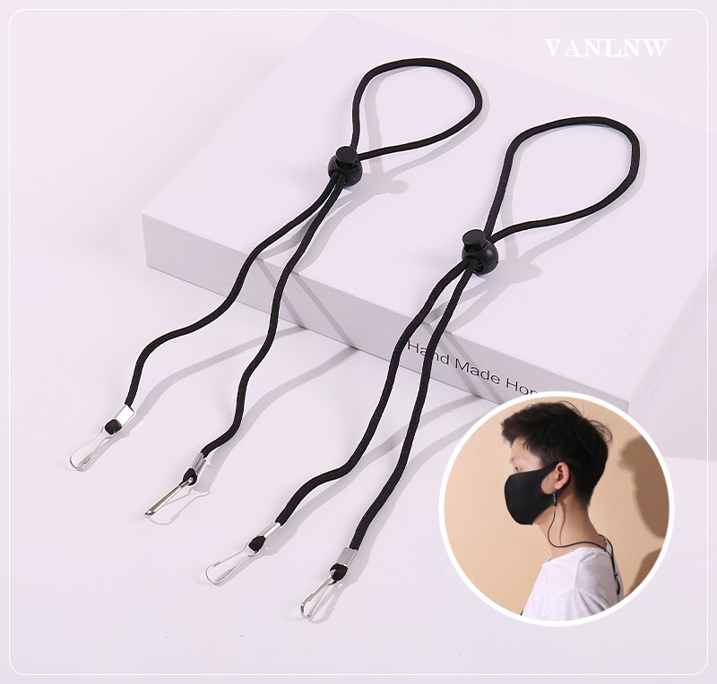 สายคล้องหน้ากากอนามัย MASK STRAPS BLACK สายคล้องแมส สำหรับผู้ใหญ่/เด็ก สายปรับระดับ คล้องคอได้ ใช้งานสะดวก