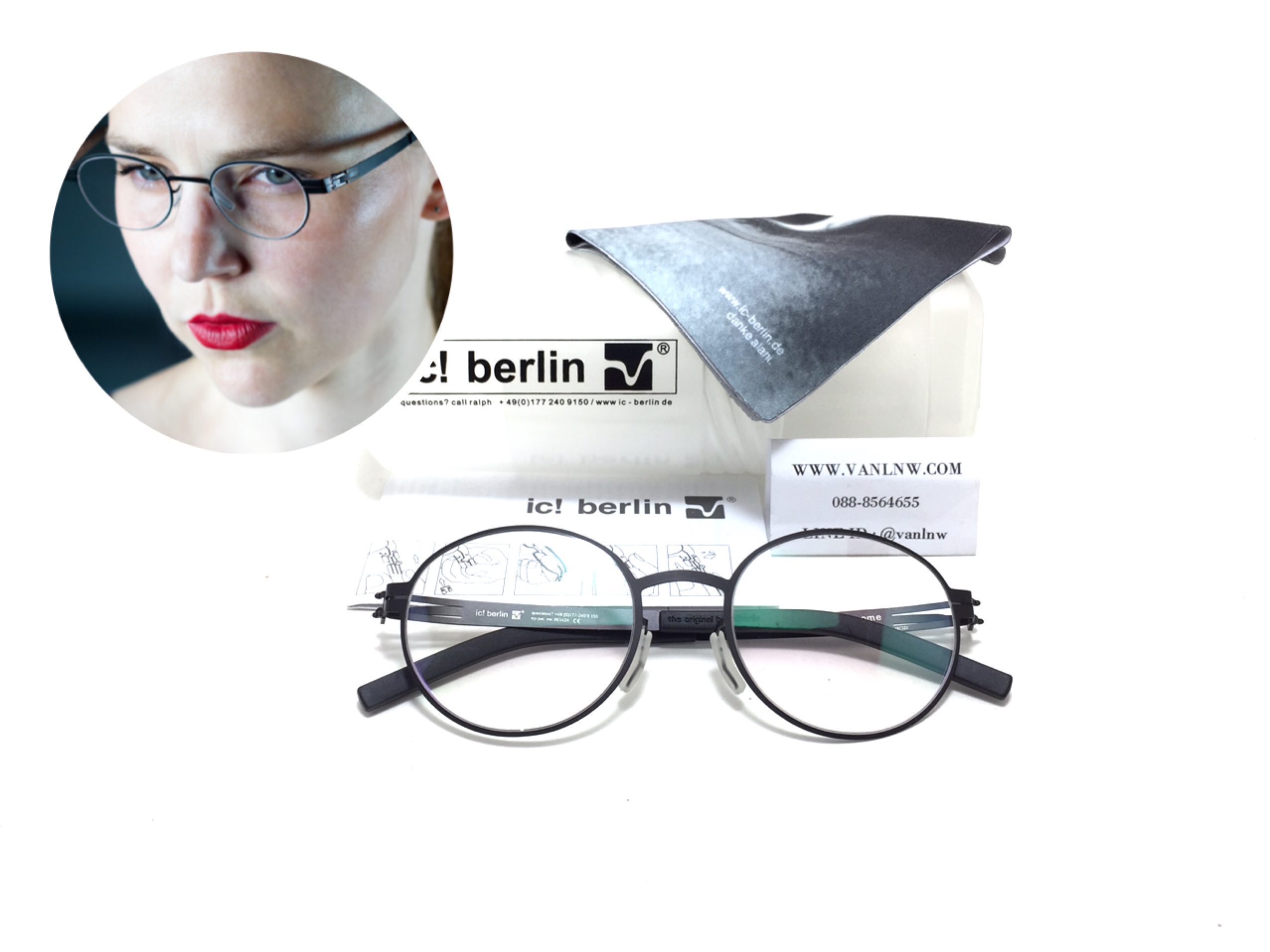 แว่นสายตา ic berlin model awesome black 48-22 <ดำ>