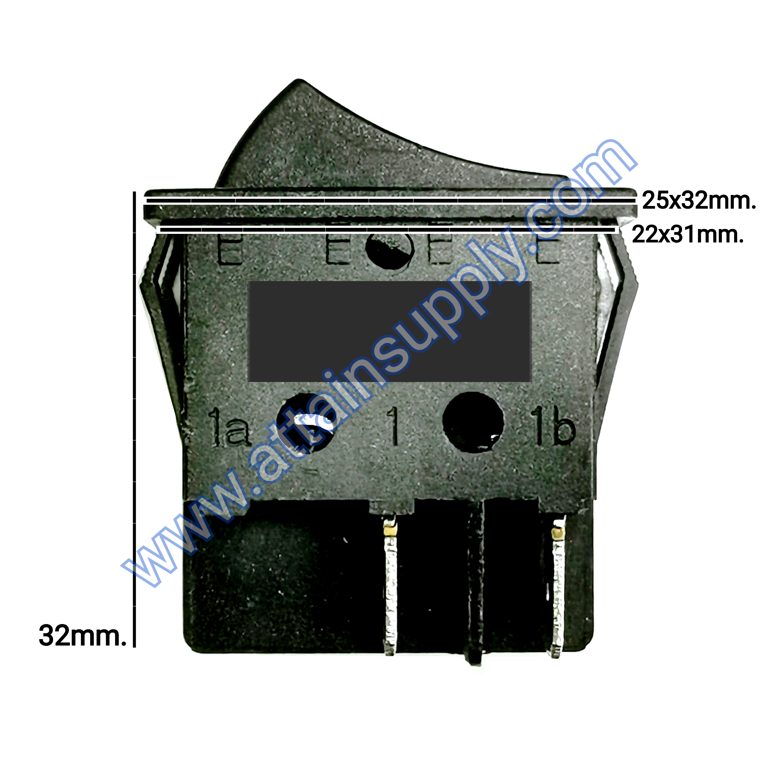 สวิทช์ IO เหลี่ยมใหญ่*รุ่นเด้งกลับ 4ขา/ไม่มีไฟ-สีดำ