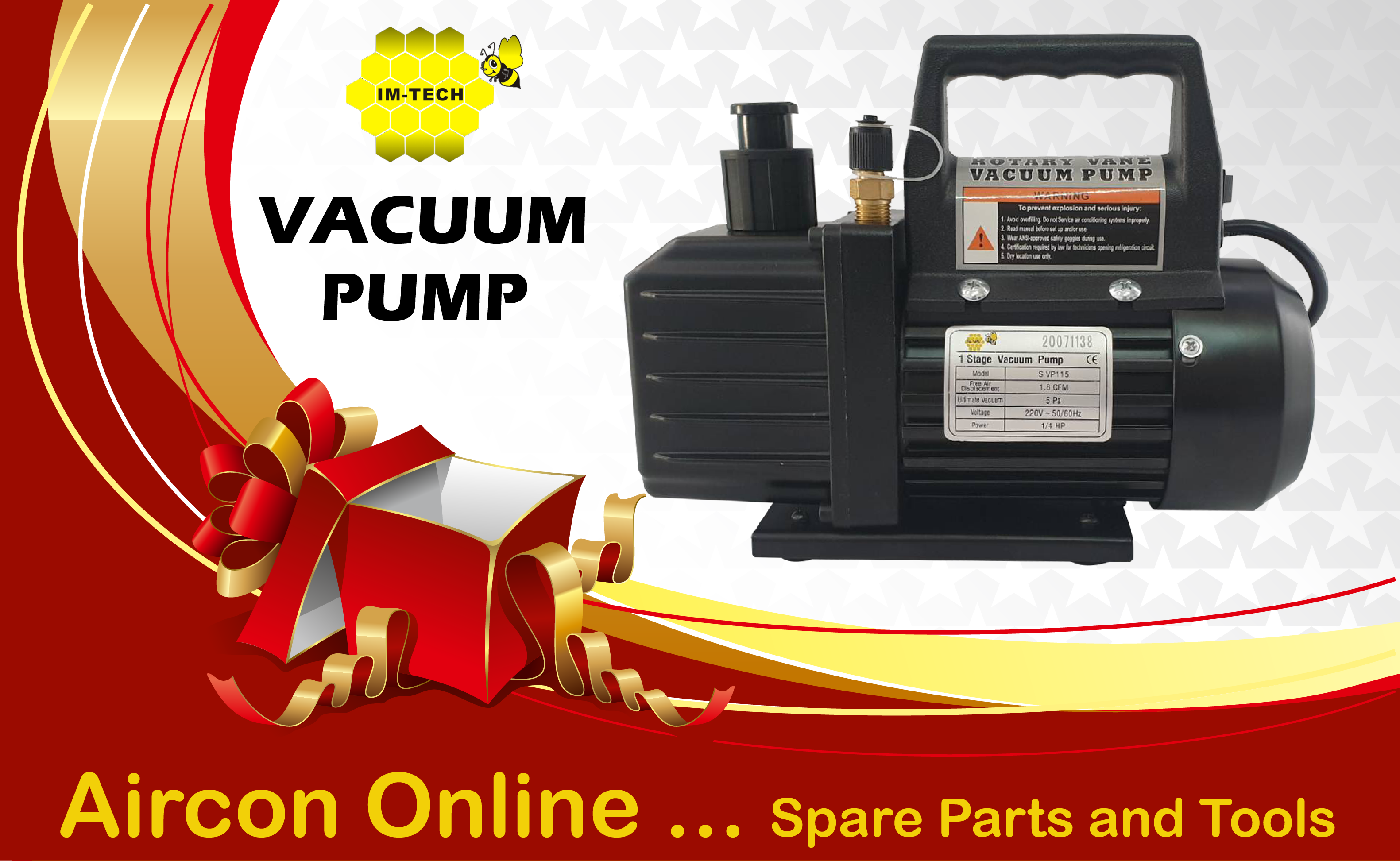 เครืองแว็คคั่ม Vacuum Pump ยี่ห้อ ImpTech รุ่นเล็ก สเปคดุ มีโอเวอร์โฆลดในตัว AirconOnline ร้านหลัก อะไหล่แท้ 100%