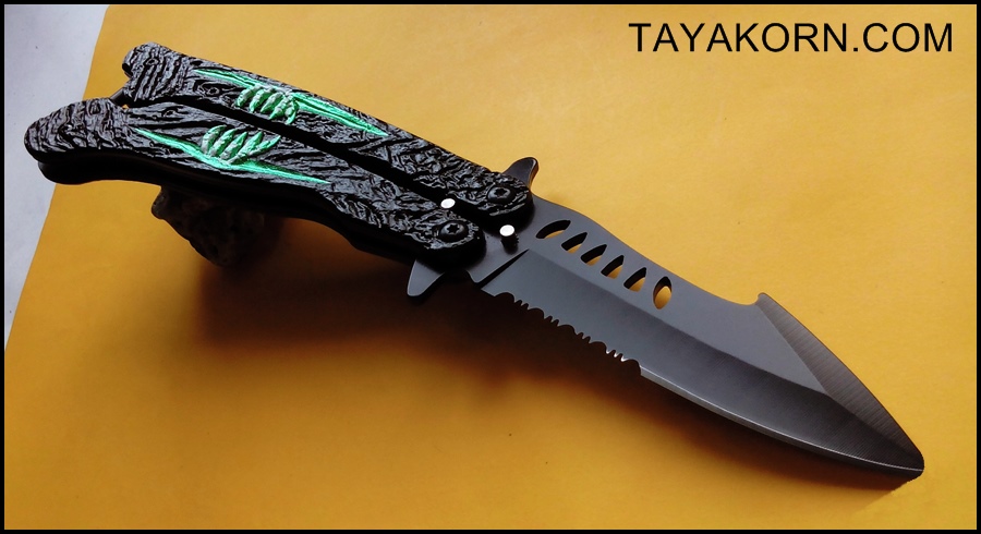 มีดซ้อมควง เดอะโครว์อีกาดำ The Crow Balisong Trainer Knife