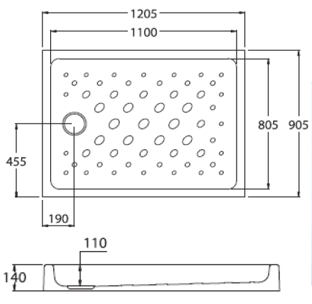 COTTO ST430H(H) WH ถาดรองอาบน้ำทรงสี่เหลี่ยมผืนผ้า