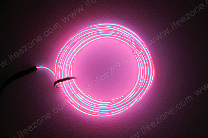 EL Wire 5 เมตร + รางถ่าน AA 2 ก้อน / สีชมพู