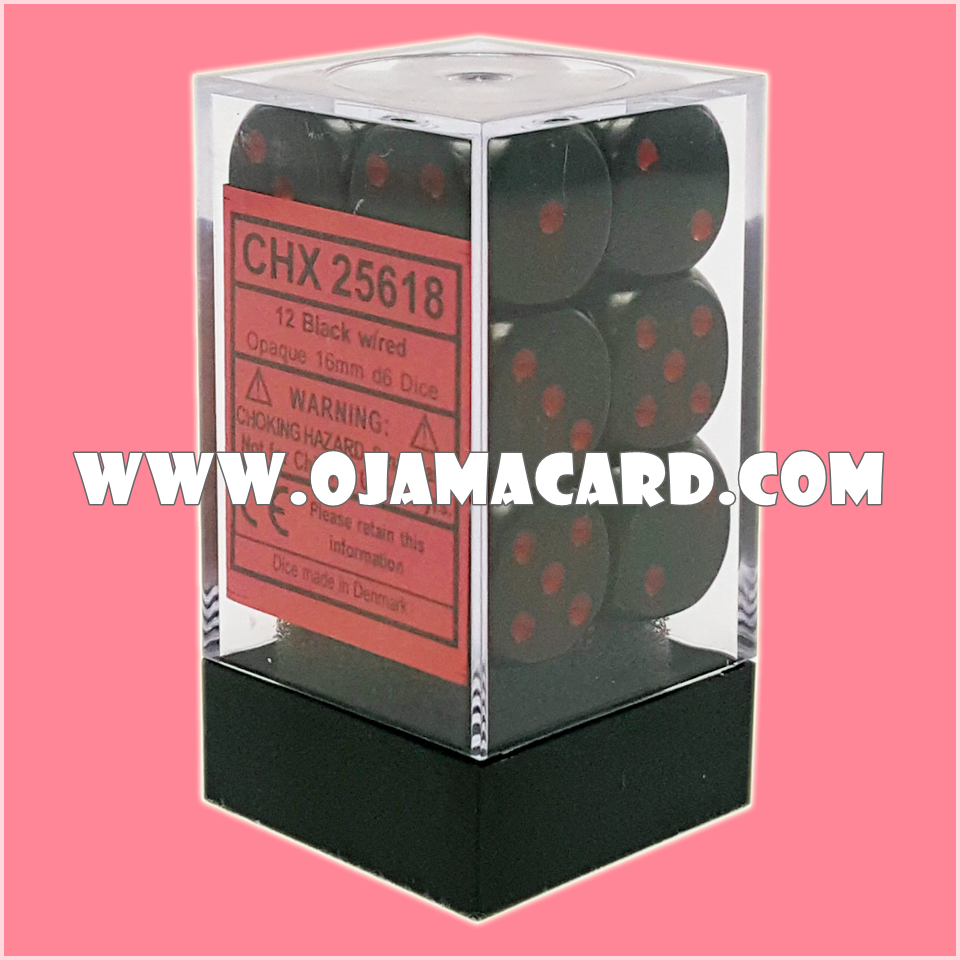 Chessex 16MM D6 Dice Block — Opaque : Black / Red「1 Dice」