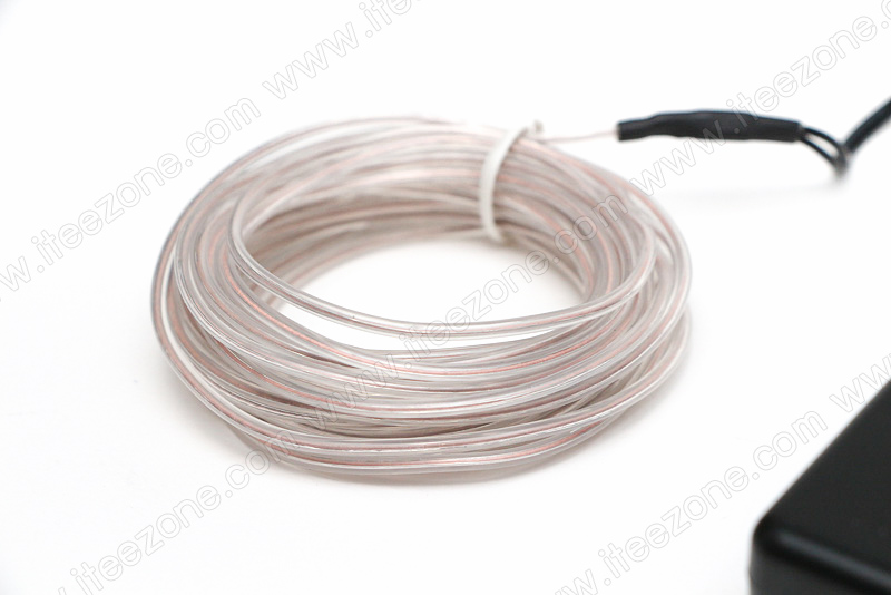 EL Wire 5 เมตร + รางถ่าน AA 2 ก้อน / สีขาว