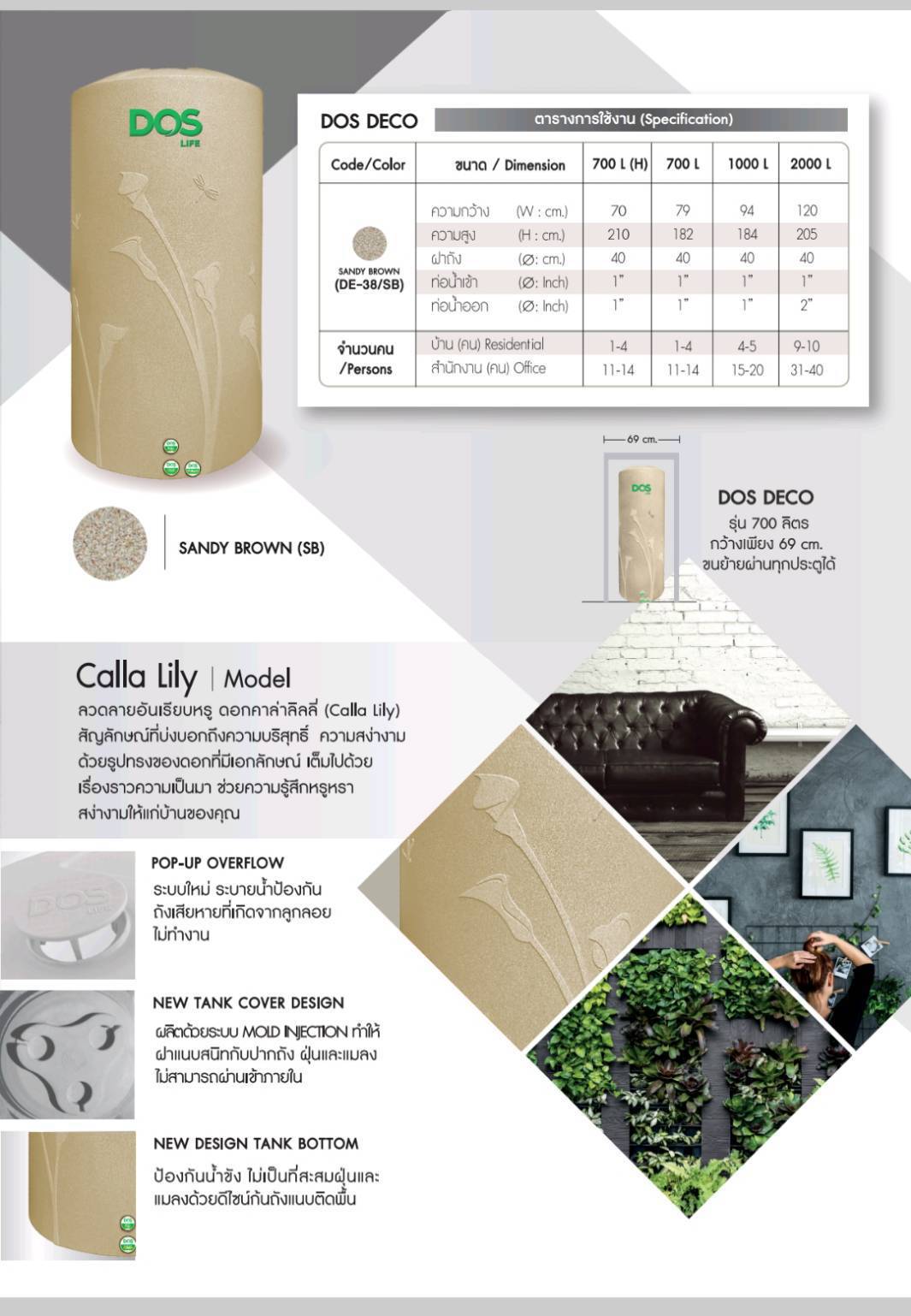 DECO ถังเก็บน้ำบนดิน 1000L SB