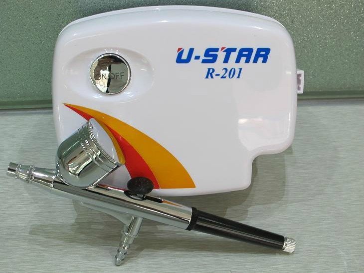U-STAR Airbrush & Compressor System R-201 High-Performance White Color