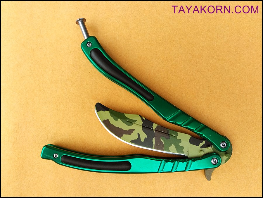 มีดซ้อมควง ซีเอสโก กรีนคาโม่ ZS GO GREEN CAMO Balisong TRAINER Knife TKBS-ZS8TR