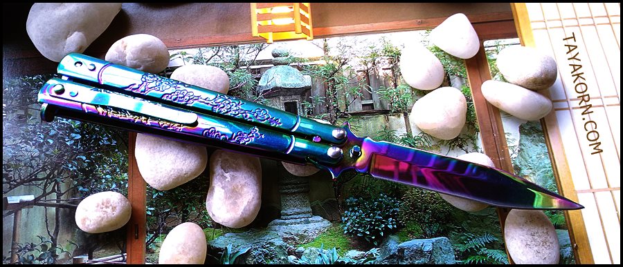มีดควง เรนโบว์ซากุระบาลิซอง Rainbow Sakura Balisong Knife TKBS-SK55
