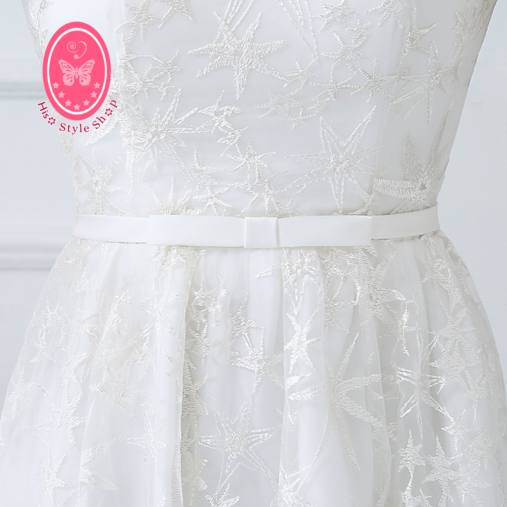 ชุดราตรีสั้น แขนกุด สีขาว พร้อมส่ง M งานร้อยหลัง