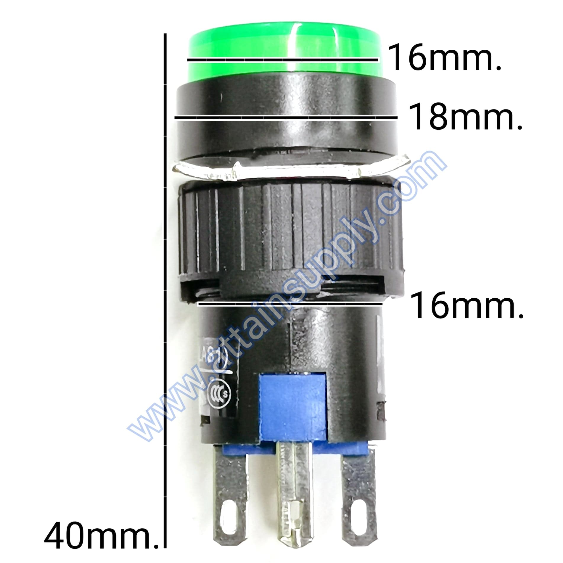 สวิทช์ กดติด-กดดับ/กลมมีไฟ12V/5ขา*สีเขียว