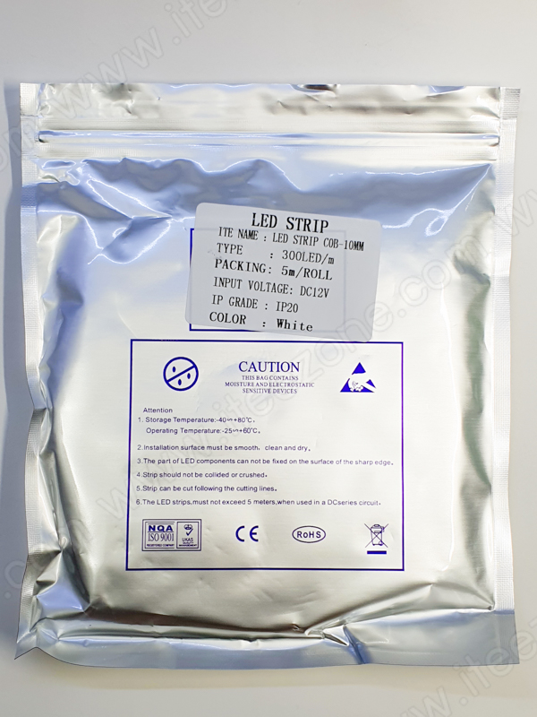 สีขาว White 6000K ไฟเส้น Strip light LED COB 300led/m 30W 12V IP20 (ไม่กันน้ำ) เป็นรุ่นใหม่ล่าสุด ไม่เห็นเม็ดไฟเส้น LED