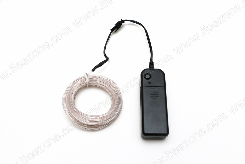 EL Wire 5 เมตร + รางถ่าน AA 2 ก้อน / สีขาว