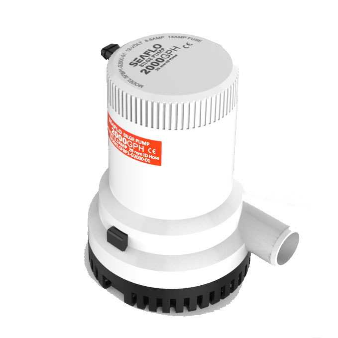 ปั๊มน้ำแบบแช่ DC 12V รุ่น 2000-GPH ( ส่งสูง 6 เมตร ) อัตรา 7,570 ลิตร/ชม.