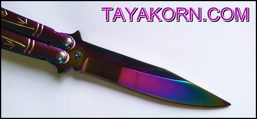 มีดบาลีซอง ใบไผ่สีรุ้ง Rainbow Bamboo Balisong TKBS0819a