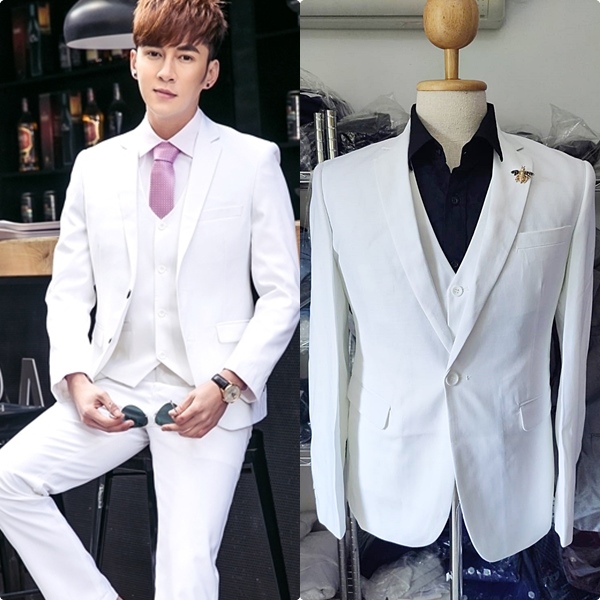 สูท,ชุดสูทเจ้าบ่าว,สูทผู้ชาย สีขาว พร้อมส่ง S,M,L,XL,2XL,3XL,4XL