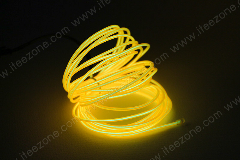 EL Wire 5 เมตร + รางถ่าน AA 2 ก้อน / สีเหลือง