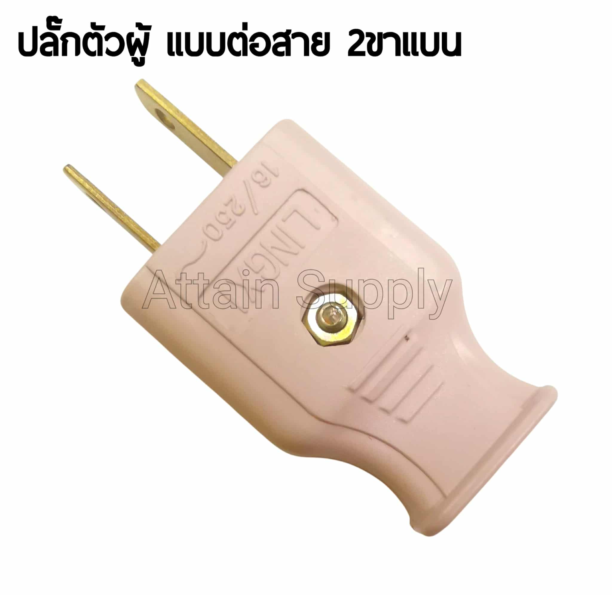 ปลั๊กตัวผู้ 2ขาแบน แบบต่อสาย