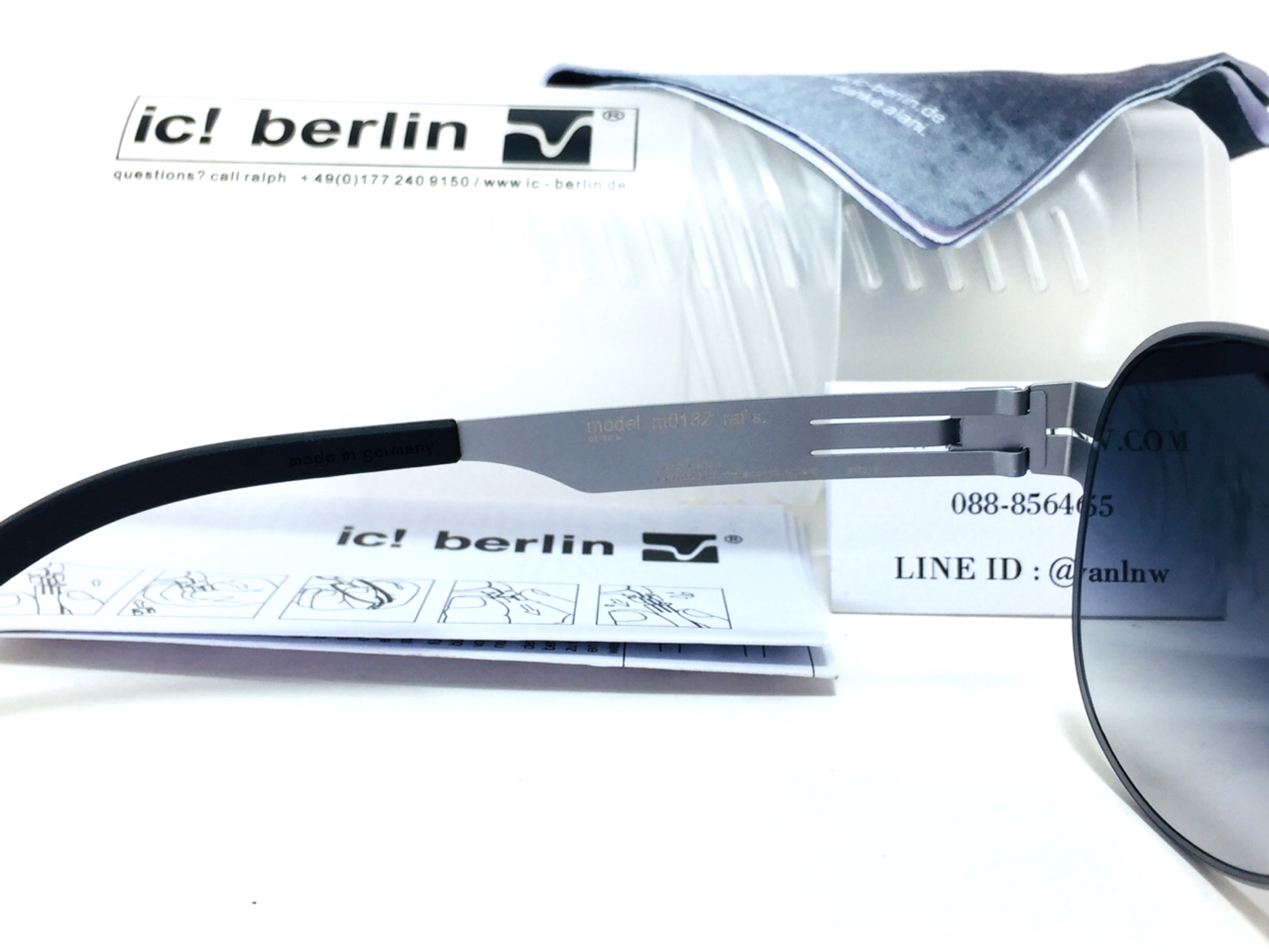 แว่นกันแดด ic berlin model M0132 raf s. chrome 61-14 <เงิน>
