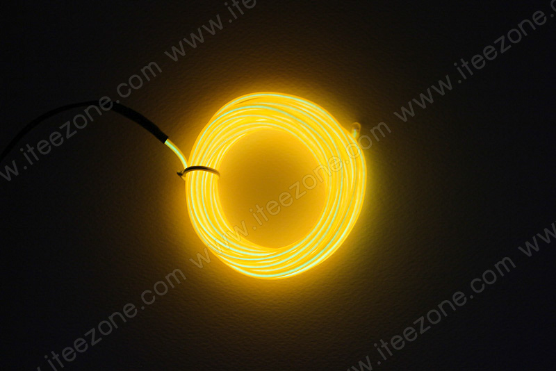 EL Wire 5 เมตร + รางถ่าน AA 2 ก้อน / สีเหลือง